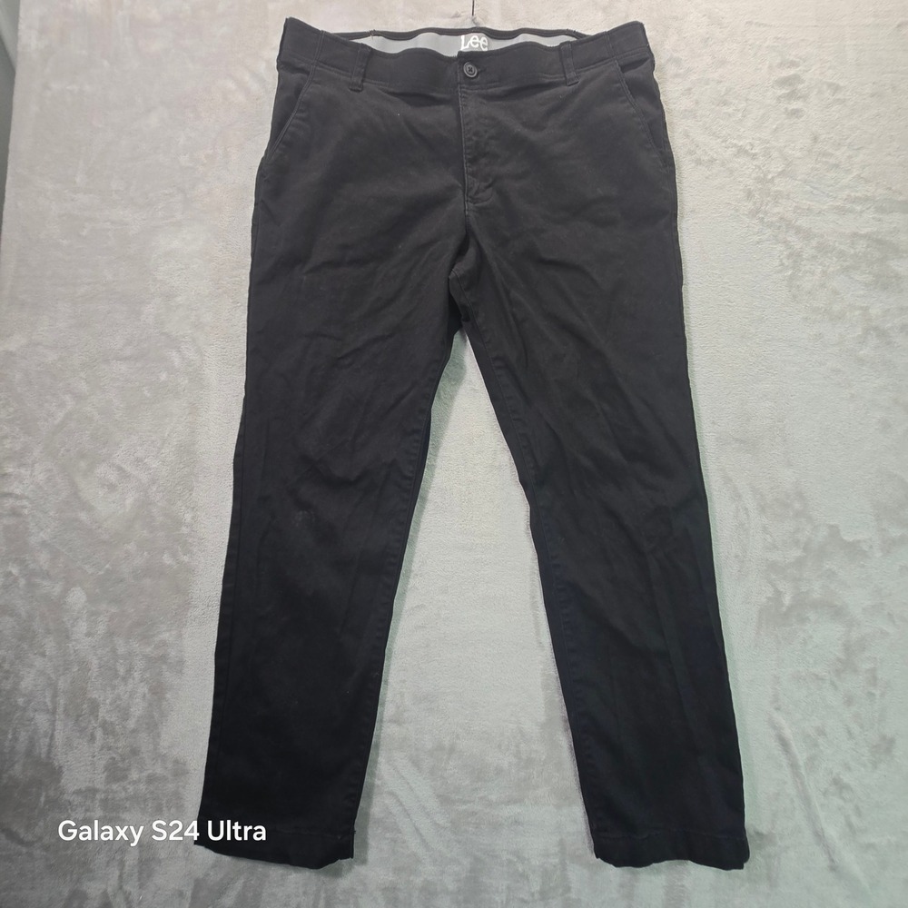 Lee Mens Slim Fit Chino Pants Black Stretch Twill 38x30 112325157